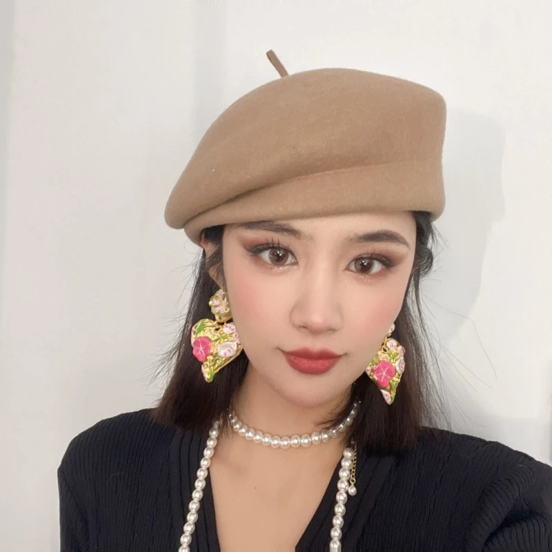 绵羊毛斜抓褶啾啾毡帽. 嫣嫣321