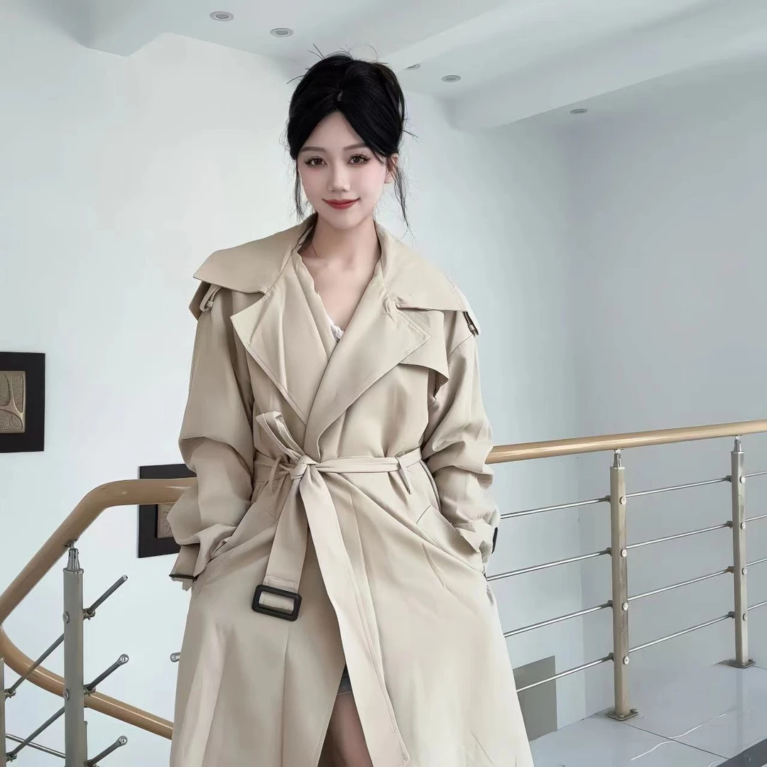 QIU LI · 秋冬新款氛围感百搭长款风衣 1d2078