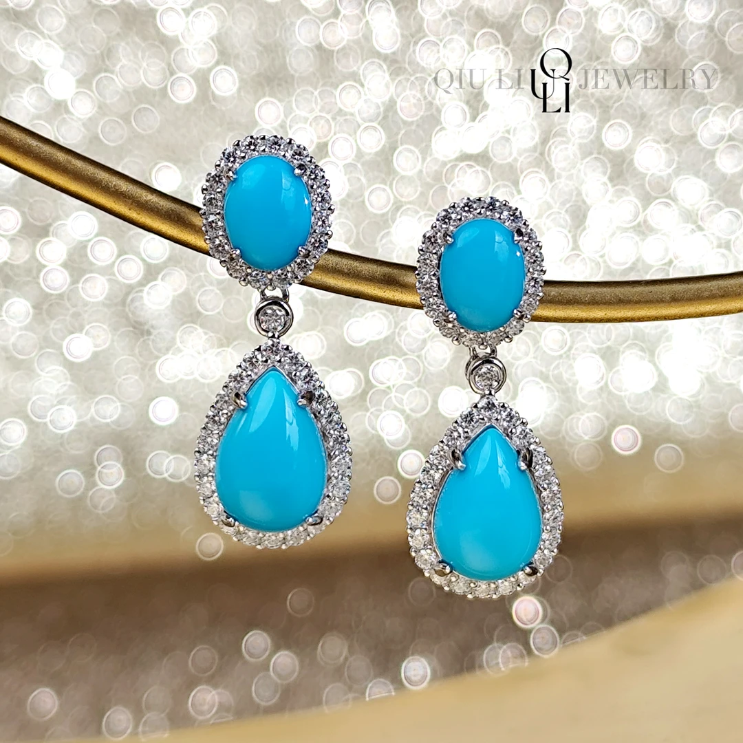 QIUI LI ·美松925时尚绿松石耳钉 1h5907