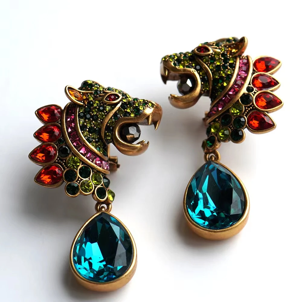 合金合成锆石耳饰 QIU LI・中古风简约红色耳钉 6d342