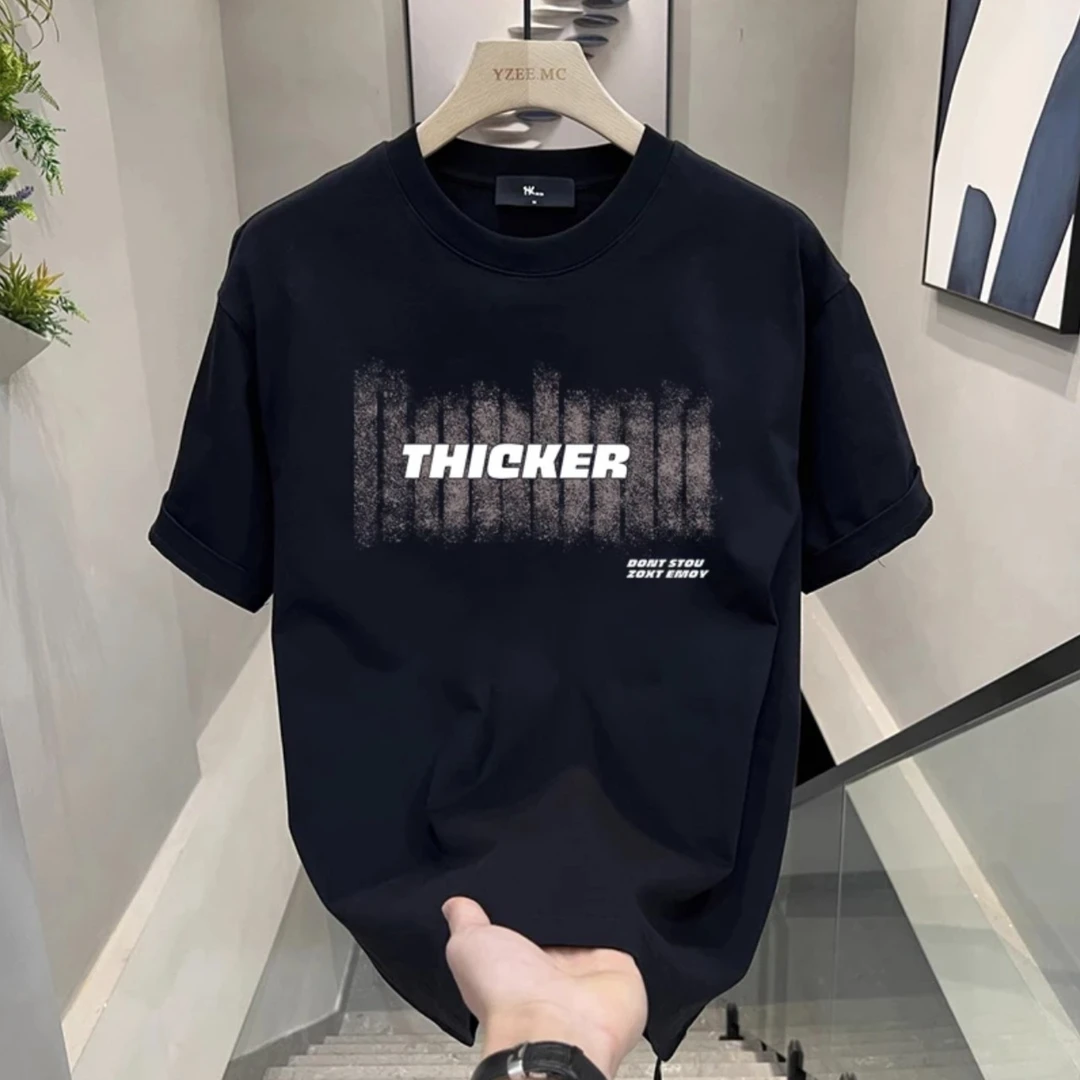 240g重磅纯棉短袖新款潮牌时尚男士短袖t恤男潮流百搭印花上衣ins
