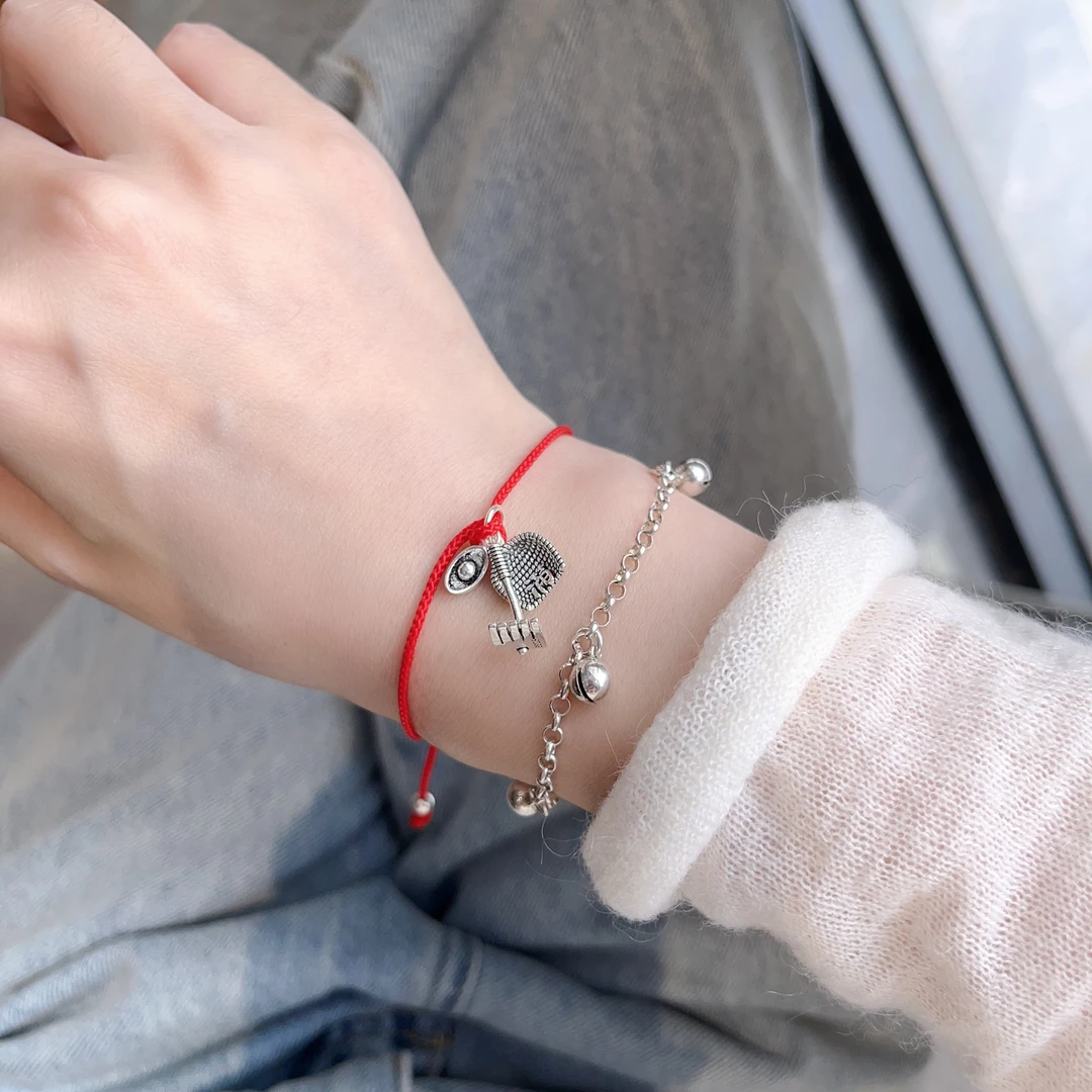 925银布艺手链 铃铛手链叠搭可调节女款手工ins古风时尚素款