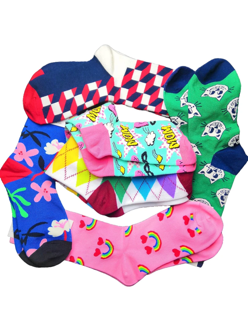 24秋款百搭男女同款彩色高筒袜子