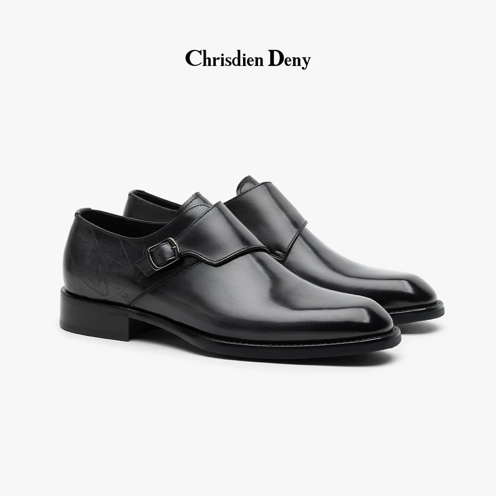 Chrisdien Deny 皮鞋男进口胎牛皮经典时尚商务琴底手工孟克鞋