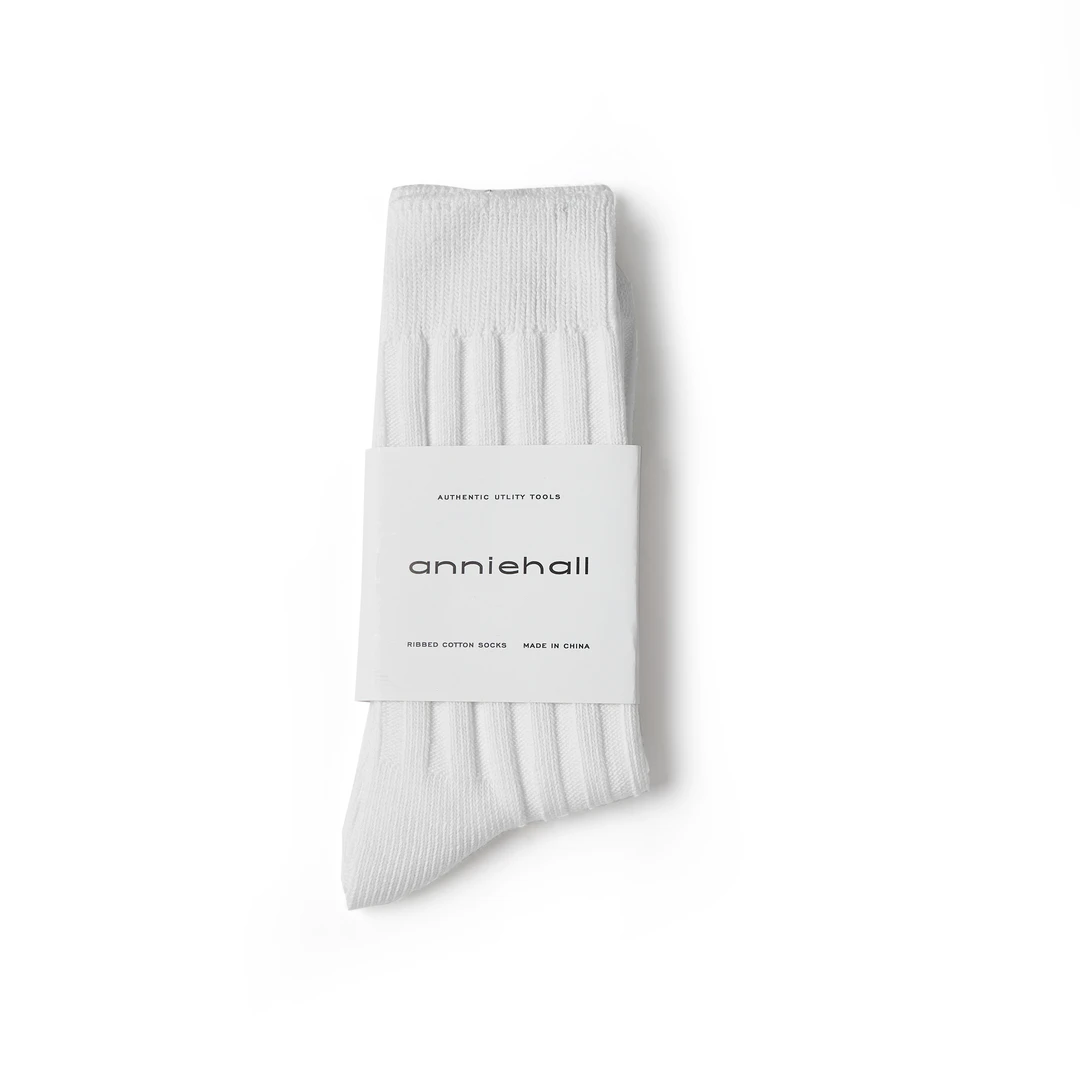 Anniehall knitted woolen socks 本白粗针长筒袜