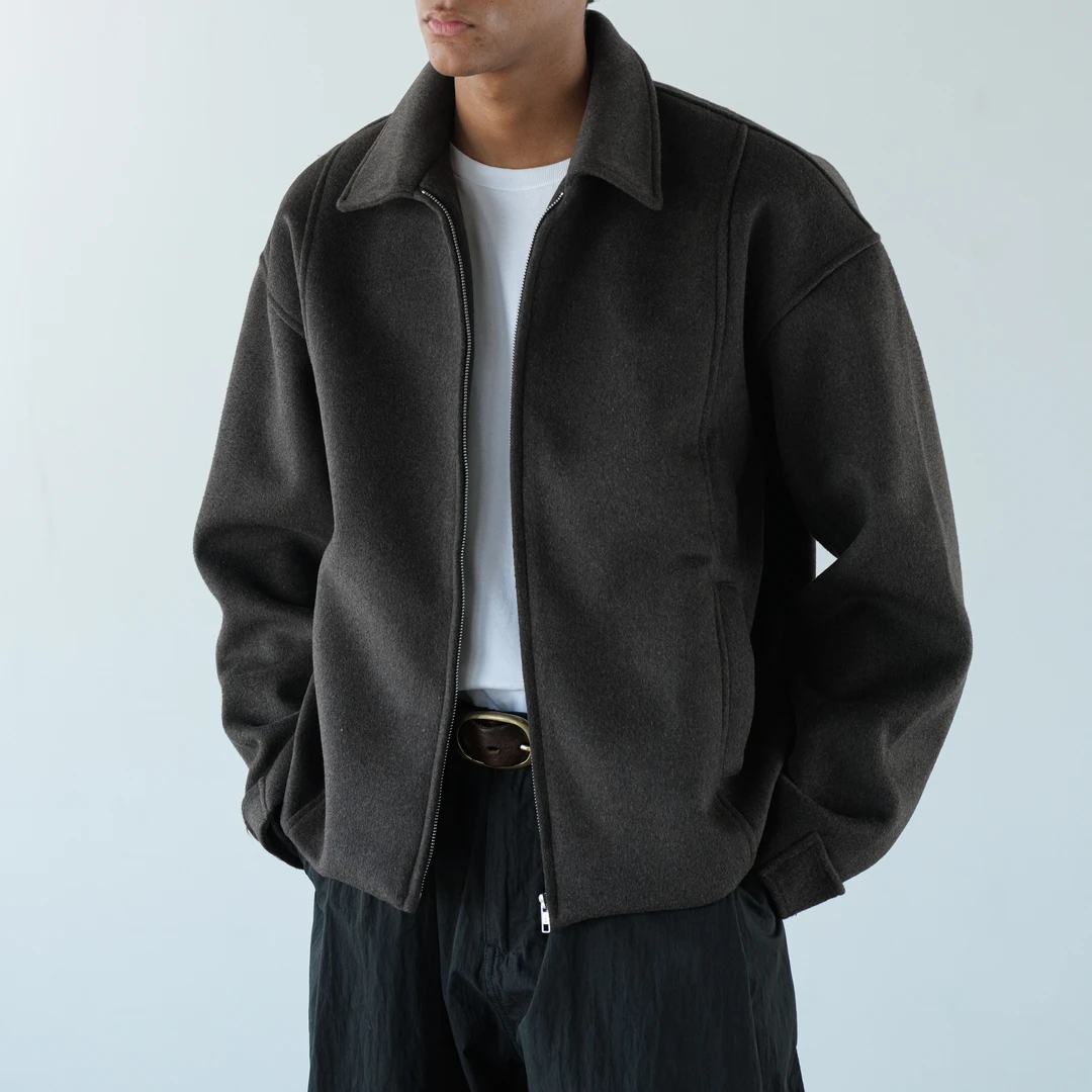 Anniehall 24fw woolen jacket硬挺毛呢棕色夹克复古基础外套