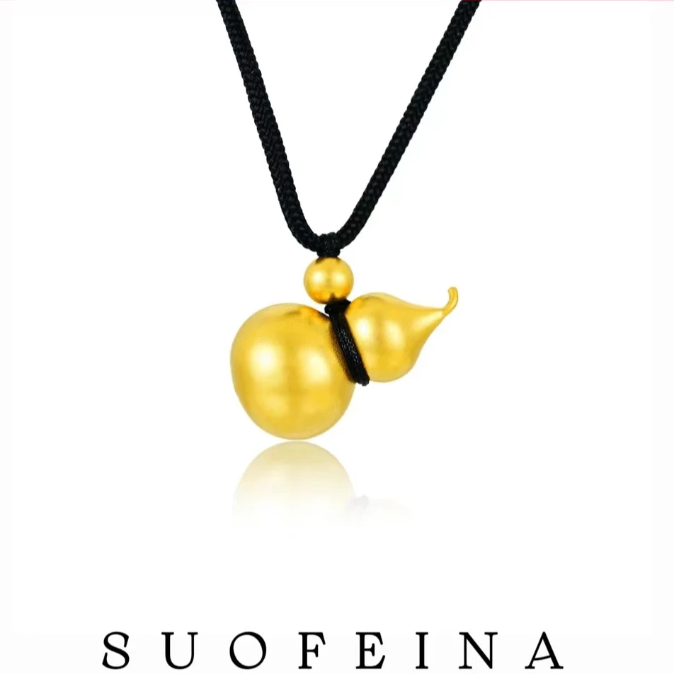 铜合金吊坠 素版实心葫芦黑绳项链男女毛衣链项链精致FX0017