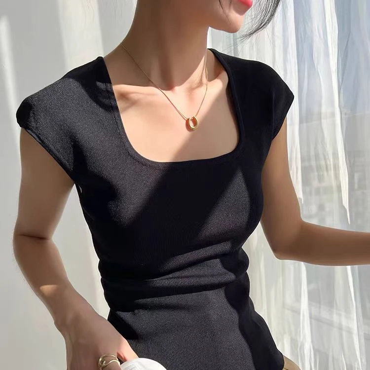 打底衫显瘦气质时尚百搭修身纯色简约小众夏季性感针织上衣2028