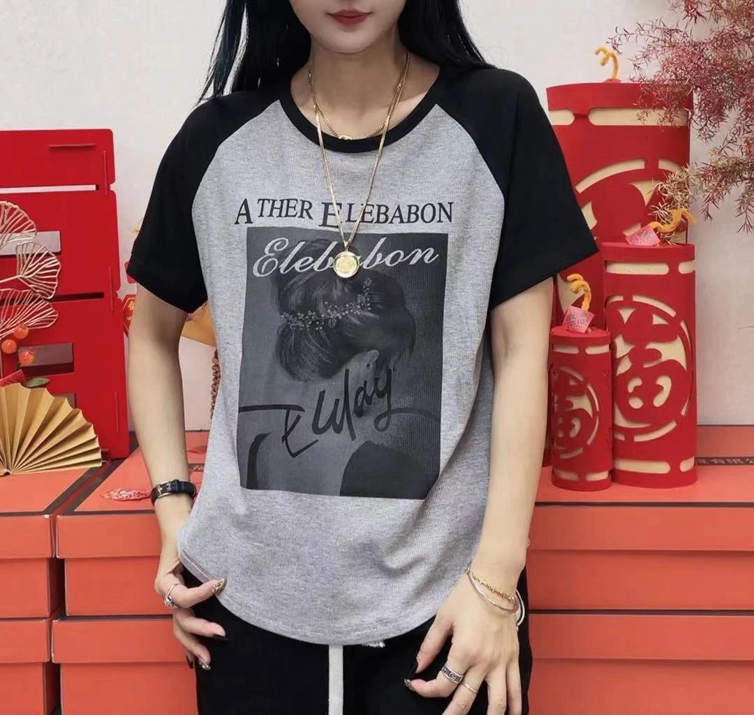 elebabon/芭波象ZT3674-新款潮流百搭休闲圆领女装