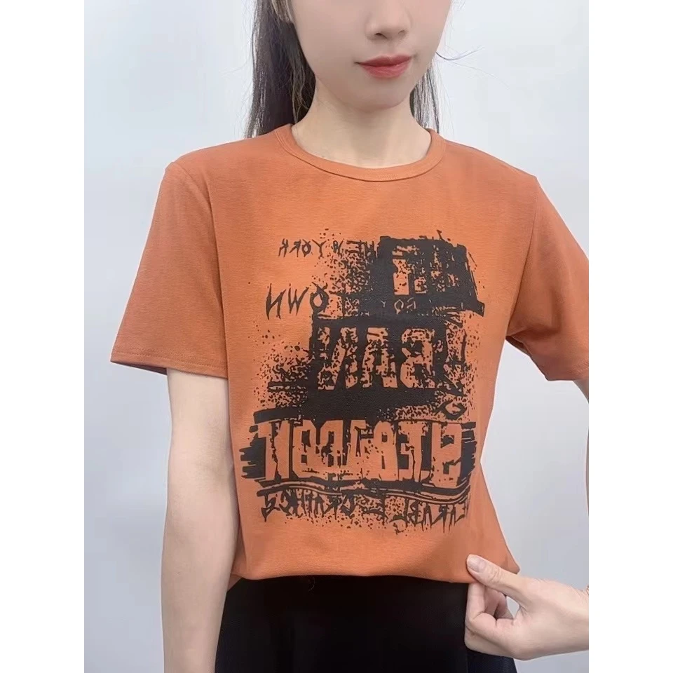 2024年新款潮流女装百搭休闲时尚爆款显瘦圆领宽松短袖t恤-ZT7317