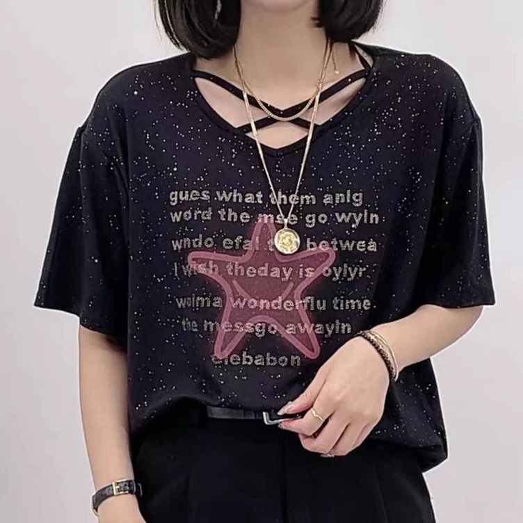 2024年新款潮流女装百搭休闲时尚爆款显瘦圆领宽松短袖t恤-ZT6167