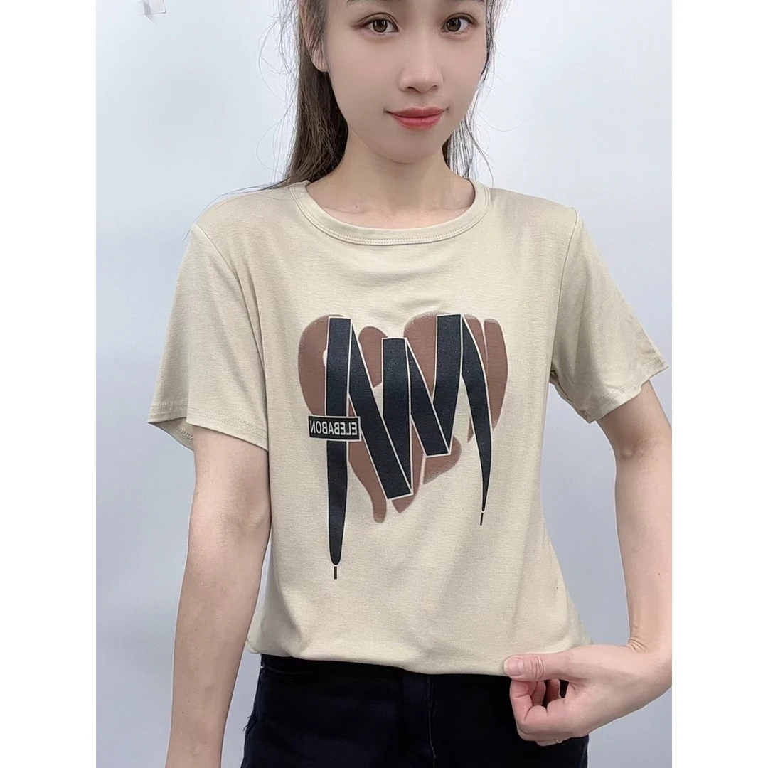 2024年新款潮流女装百搭休闲时尚爆款显瘦圆领宽松短袖t恤-ZT7345