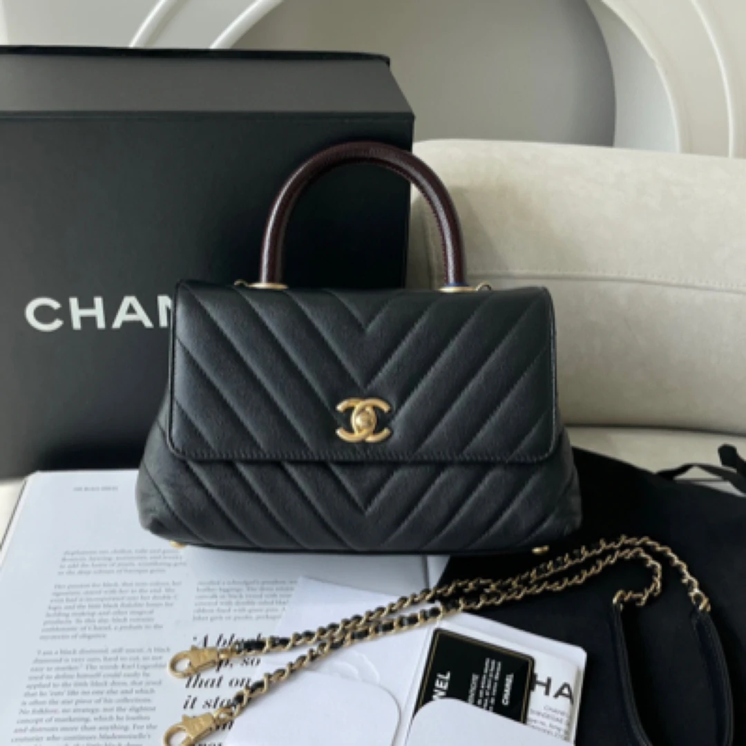 99新 Chanel/香奈儿 黑金cocohandle 小号28开BJM2-7059