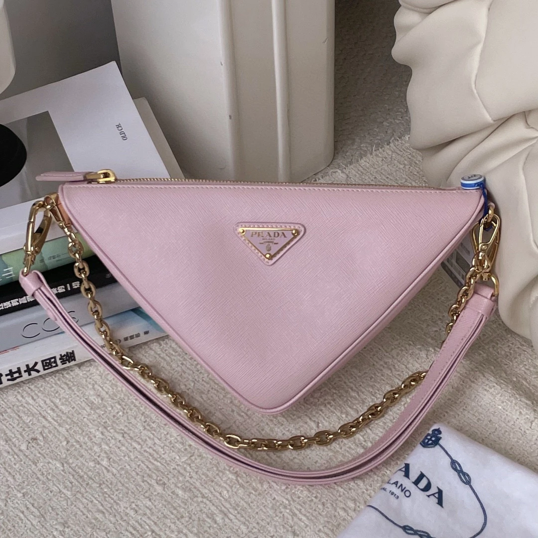 99新 Prada/普拉达 粉色三角包JM2-7120