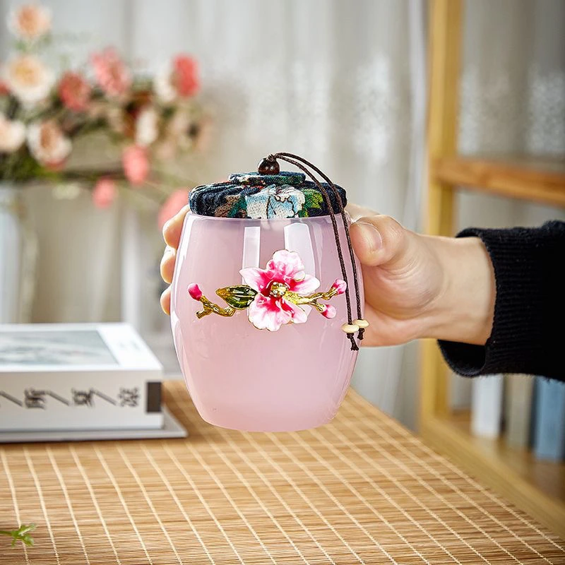 高档琉璃茶叶罐储存罐密封罐茶罐密封家用存茶罐中式普洱红茶绿茶