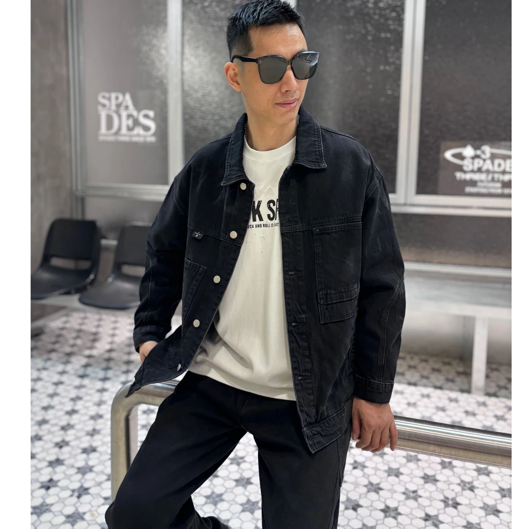 Eight-Zero password/八零密码潮流外套复古牛仔黑色时尚宽松水洗