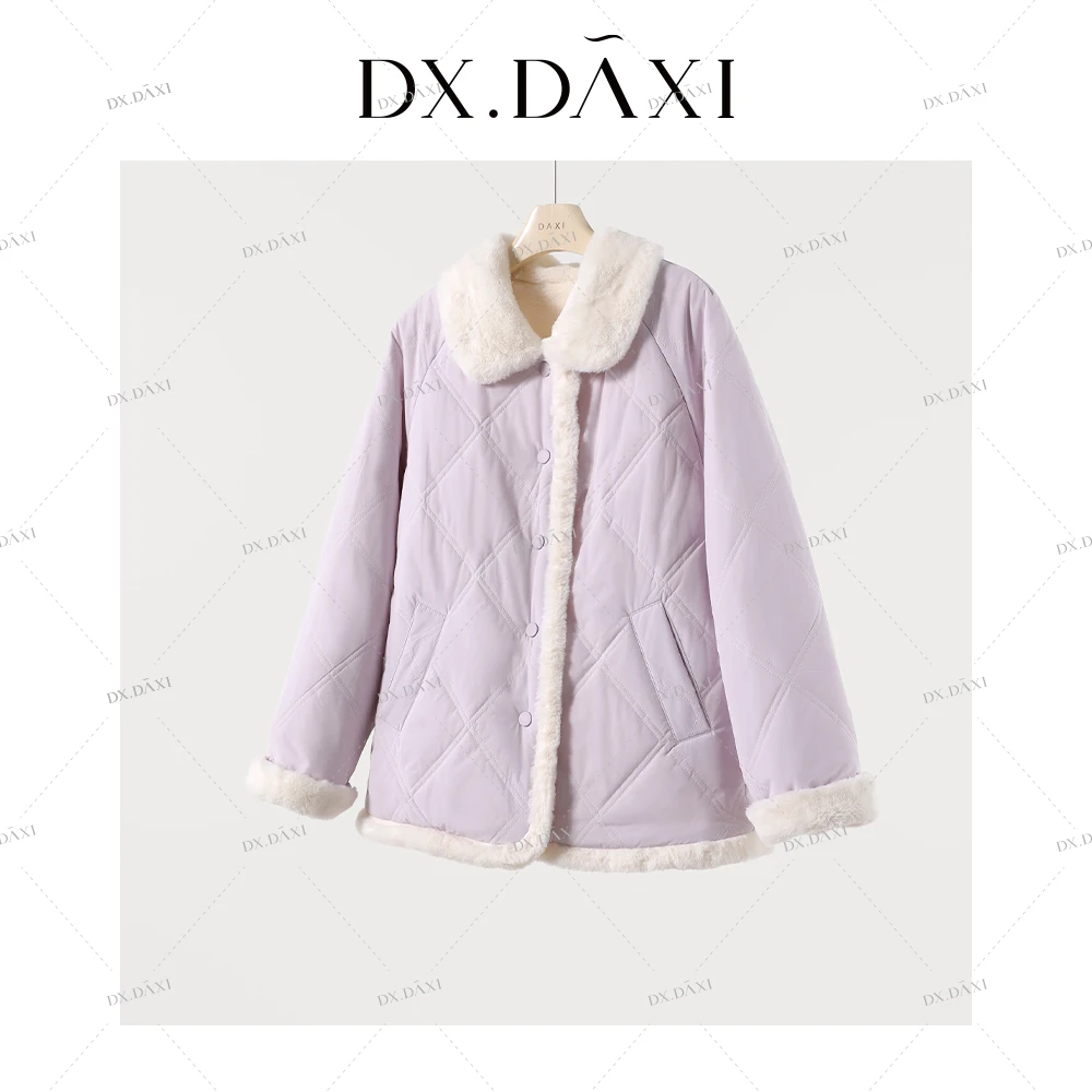 代大喜【香芋奶糕】冬季韩系加厚毛毛外套女24新款百搭保暖棉服上衣