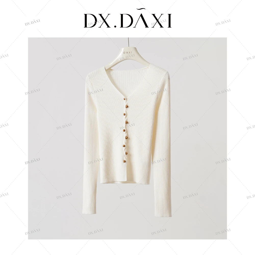 代大喜【氛围玩家】纯色简约修身薄款针织衫秋季新款百搭长袖上衣