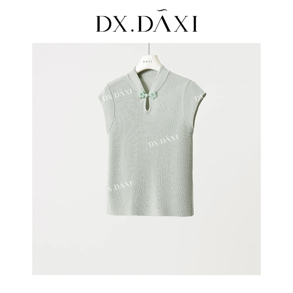 DX.DAXI【竹影清风】新中式气质修身遮肉百搭针织衫国风夏时尚上衣