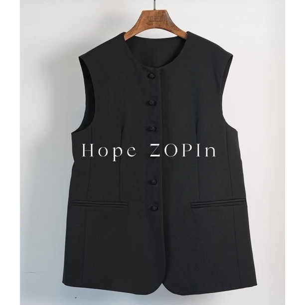 【大G精选】“生活如诗” 法式东方羊毛轻奢极简盘扣马夹秋冬黑色