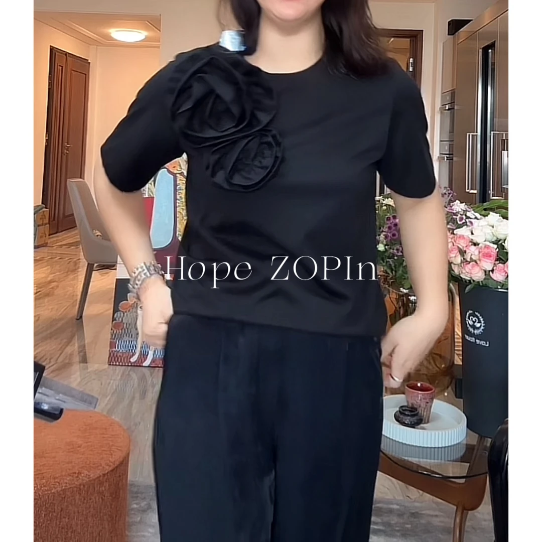 【大G精选】“主角” 小众设计感立体盘花短袖T恤