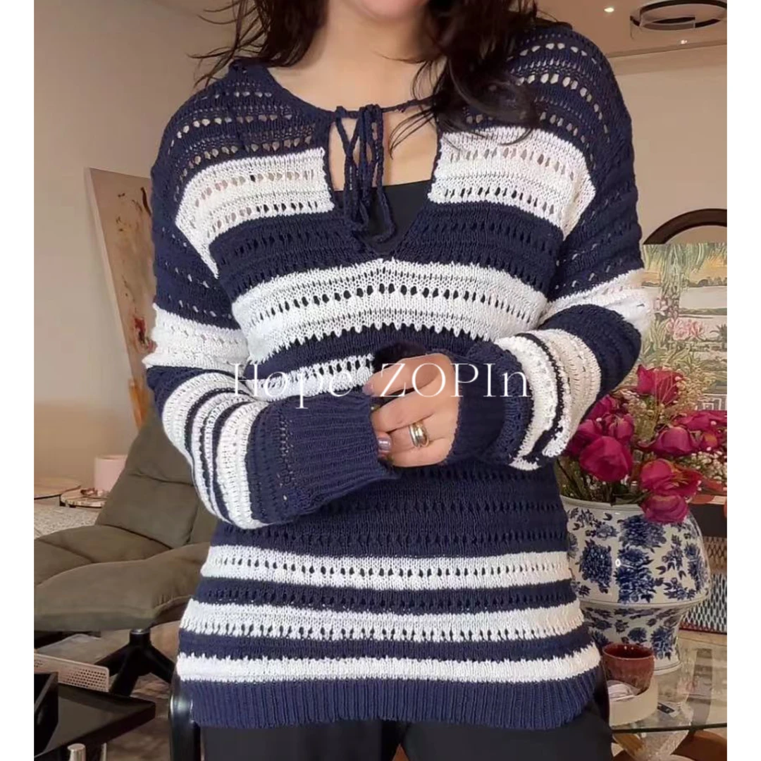 【大G精选】“海魂系列” 法式小众设计感立体纱线条纹针织衫