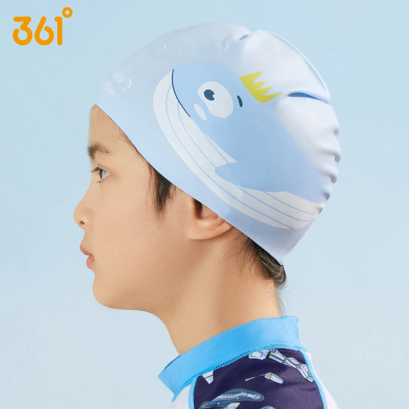 361°儿童泳帽男女童防水硅胶游泳帽宝宝舒适不勒头泳帽专业护耳