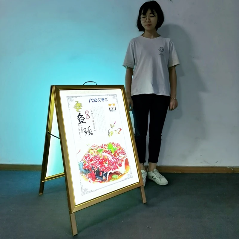 户外广告灯箱发光招牌可移动立式落地展示架A形可折叠便携广告牌