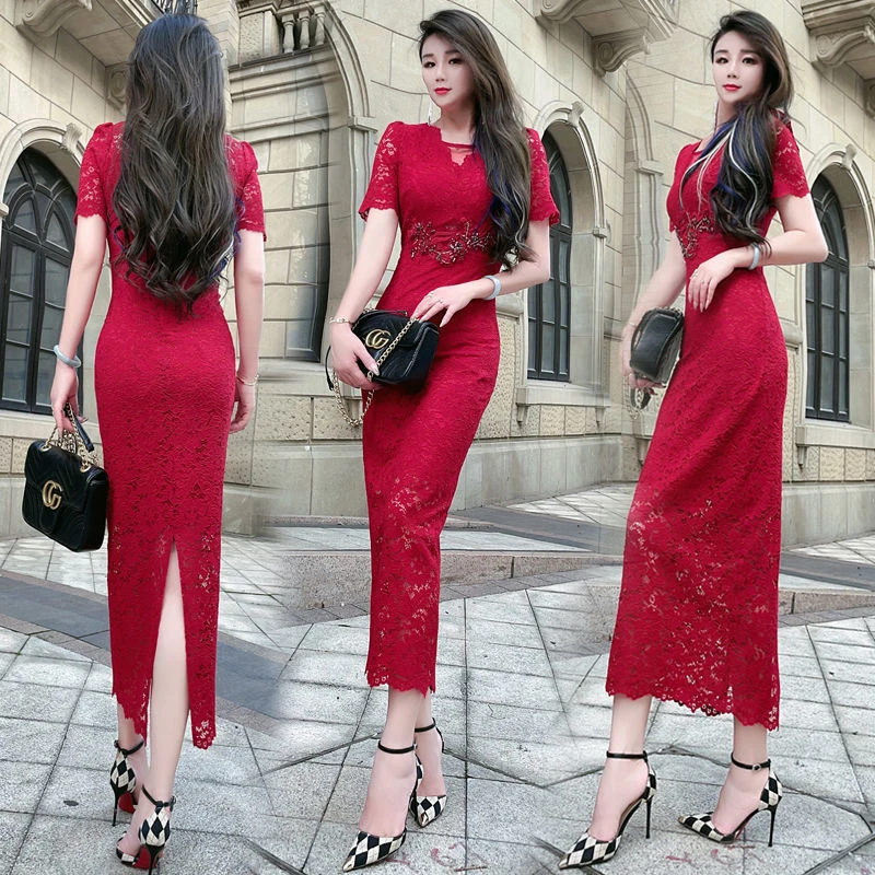 2581时尚大气女人味连衣裙收腰塑型2581