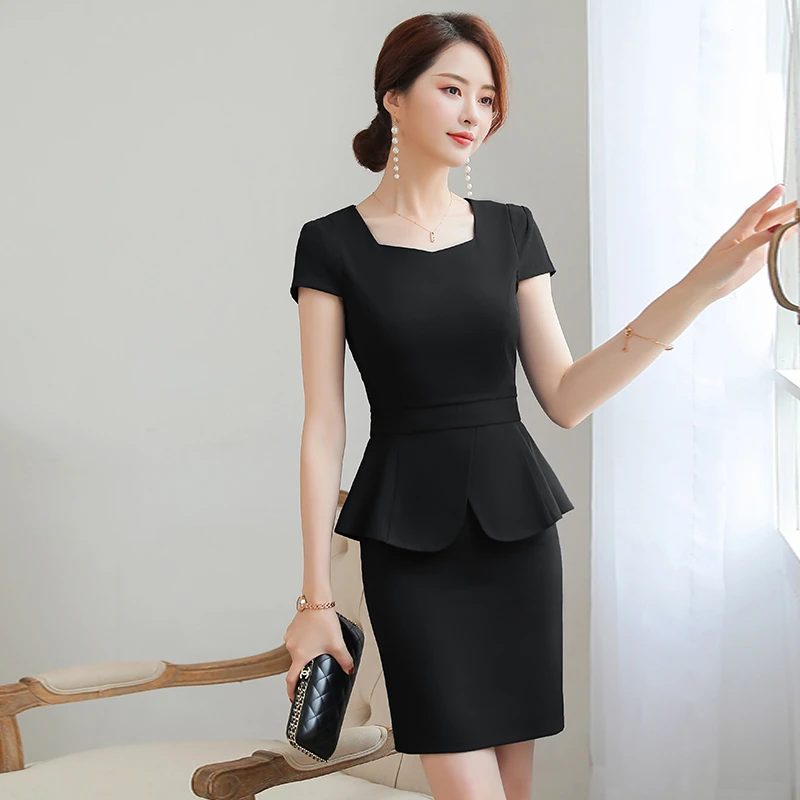 职业短裙套装女夏季薄款时尚气质阔腿裤女神范工作服前台接待工装