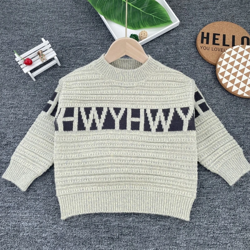 中童新款女童儿童毛衣男童时尚条纹休闲毛衫套头秋冬上衣童装潮范