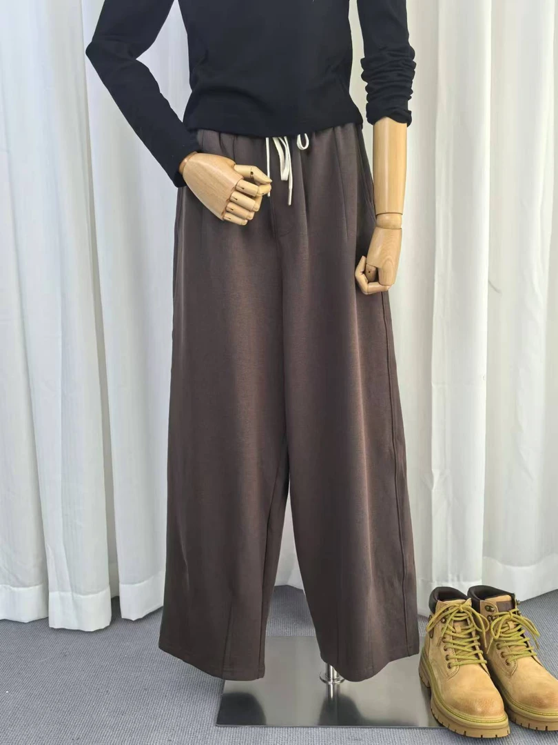 2024秋冬宽松遮肉显肉百搭咖色阔腿裤