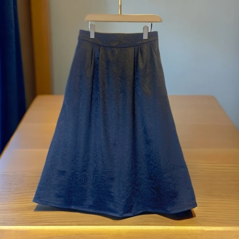 093【金姐专属】新款高腰时尚休闲百搭克丝提花大摆裙