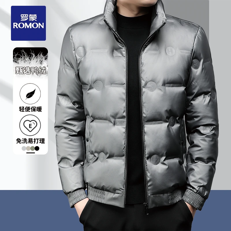 罗蒙男士冬季羽绒服新款立领秋冬中青年保暖冬装短款外套时尚修身