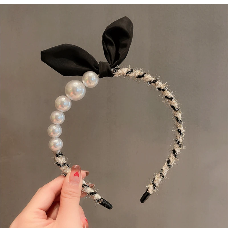 简约网红蝴蝶结小耳朵韩版黑色百搭头饰仙女发饰短发气质发箍