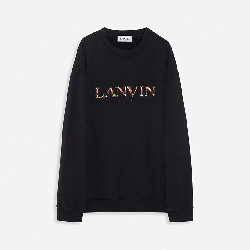 LANVIN浪凡官方旗舰店  男士 LOGO 套头卫衣黑色情侣百搭