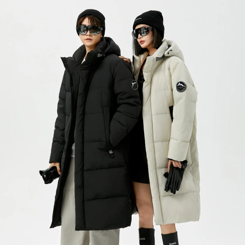 男女同款款过膝加厚鹅绒服外套中长款冬季时尚