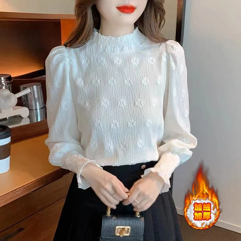 新款蕾丝衫显瘦百搭长袖上衣女8751