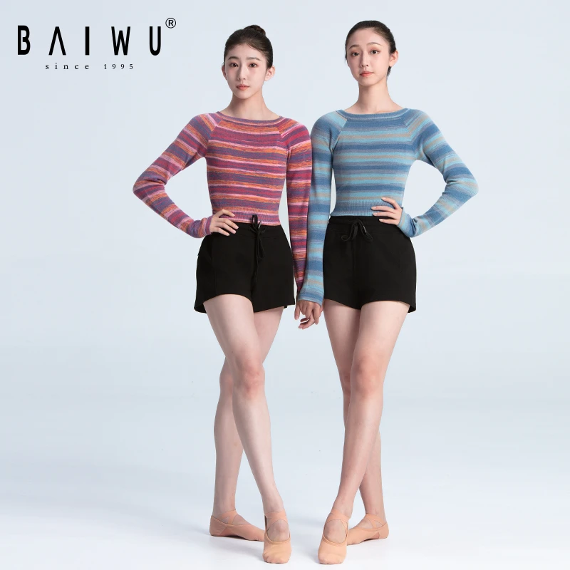 柏屋舞蹈毛衣女成人针织保暖圆领长袖舞蹈服套头衫上衣124116037