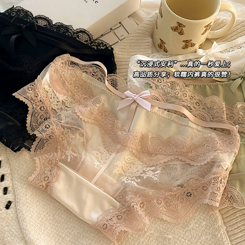 夏季纯欲~蝴蝶结女中腰舒适内裤光面三角裤棉质裆底透气独立包装