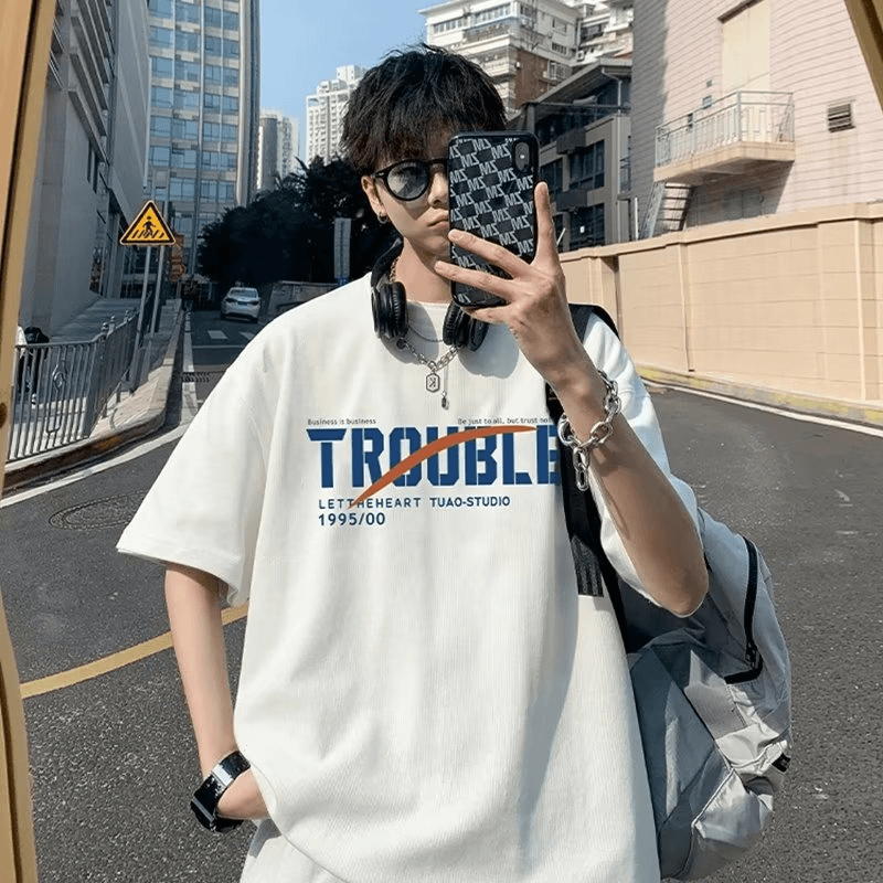 百搭情侣装印花宽松短袖t恤男士夏季新款潮牌半袖体恤男款上衣潮