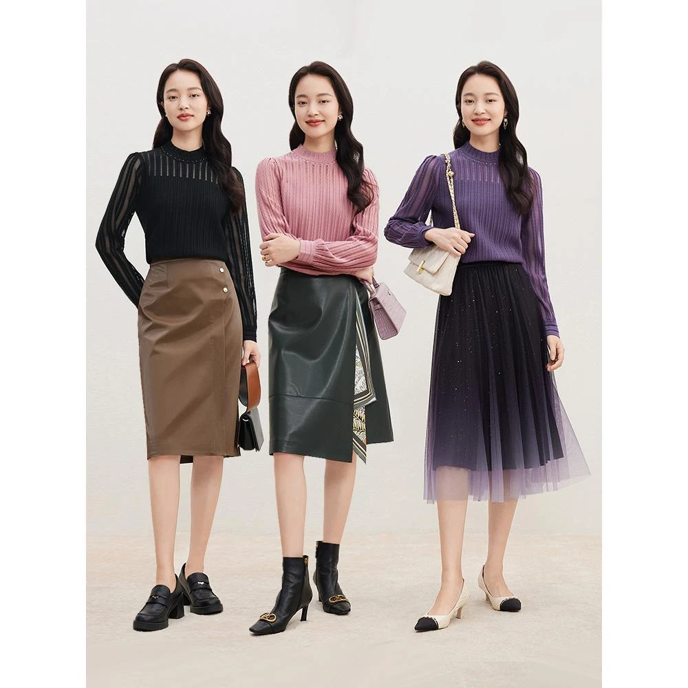 【koradior】珂莱蒂尔秋冬美丽诺针织衫气质圆领上衣KZ02924W0