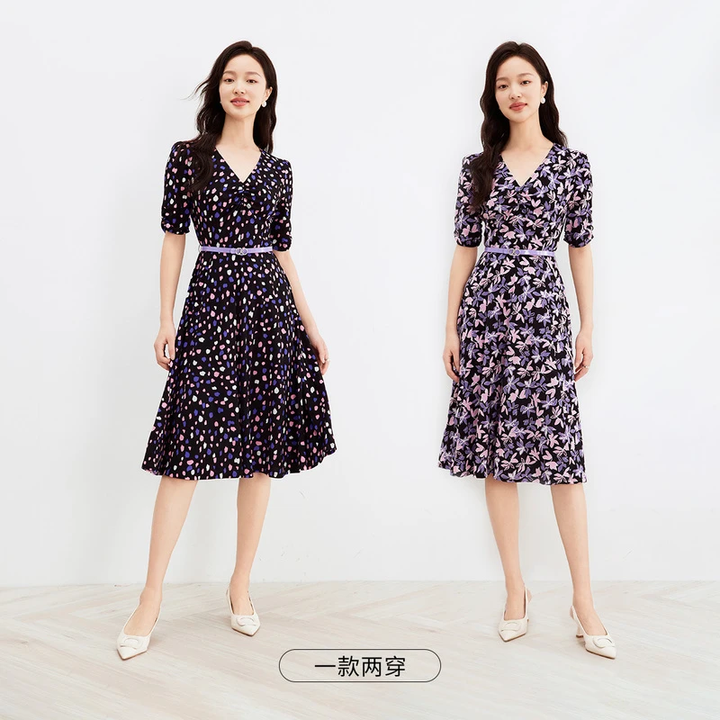 Koradior/珂莱蒂尔珂莱蒂尔气质时尚复古法式收腰连衣裙KF10613R1