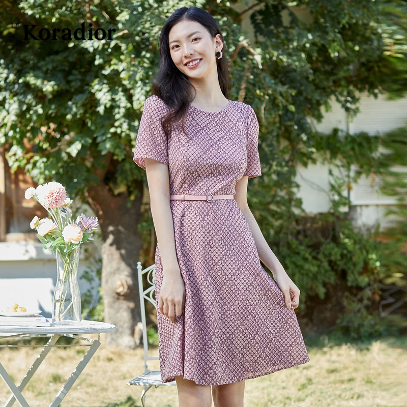 珂莱蒂尔高贵上档次女装轻奢蕾丝气质修身连衣裙子KF09397A4