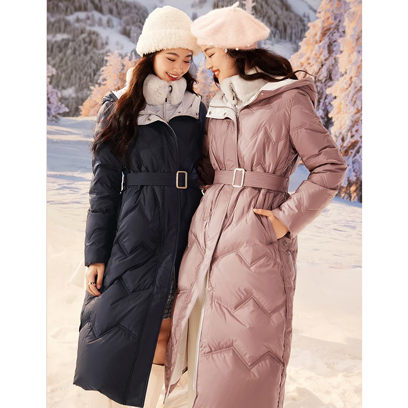 Koradior/珂莱蒂尔【中国好羽绒】兔毛领大朵鹅绒羽绒服KR00759U1