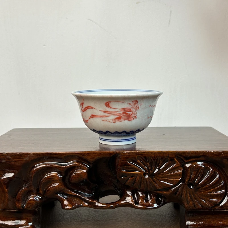 景德镇七丞堂拓片敦煌三兔飞天茶具陶瓷压手杯家用功夫茶复古茶器