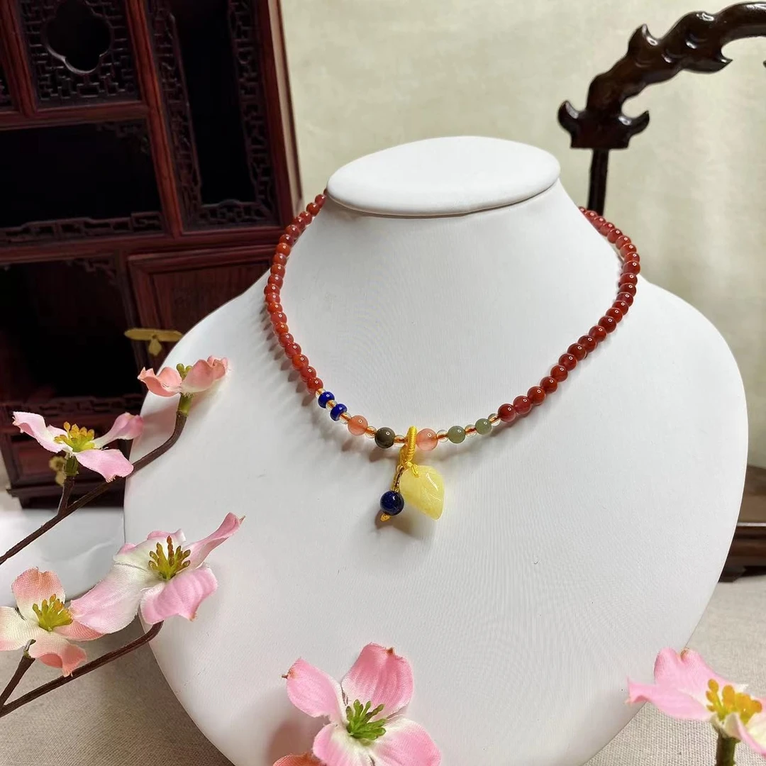 【巨伶石】南红树叶项链