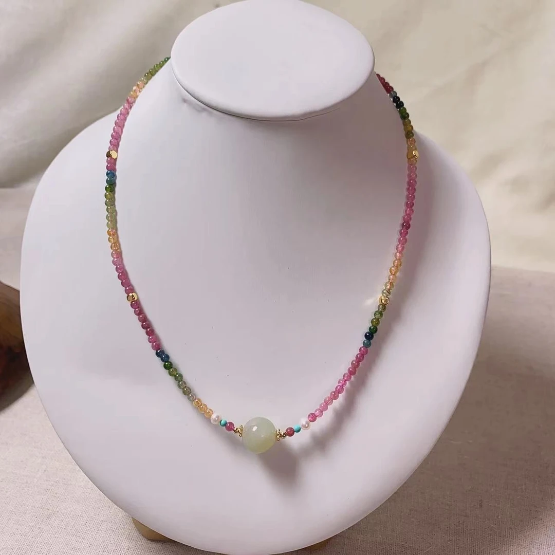 【巨伶石】碧玺和田玉简约小众项链（多样性发一）