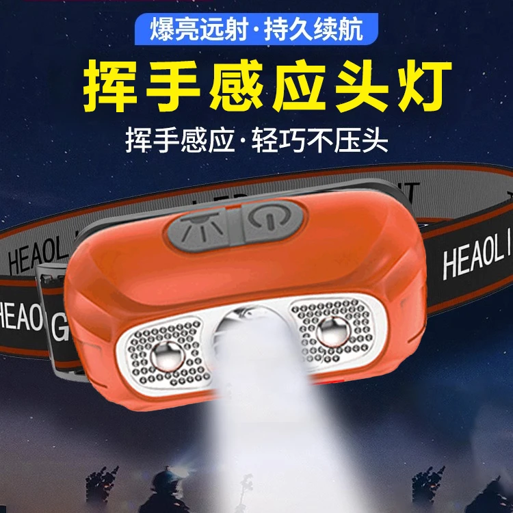 头灯头戴式强光充电超亮钓鱼专用超长续航夜钓感应照明灯小手电筒