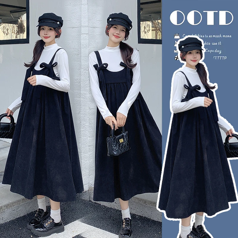 【喵久久】孕妇背带裙小清新宽松灯芯绒裙子时尚2024秋季孕妇裙